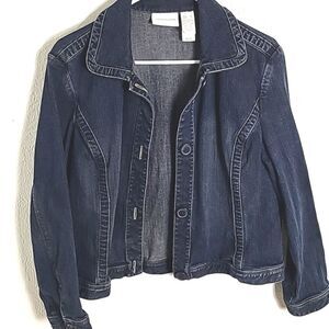Liz Claiborne Bluejean Jacket, Dark Wash Slightly Distressed Size Large